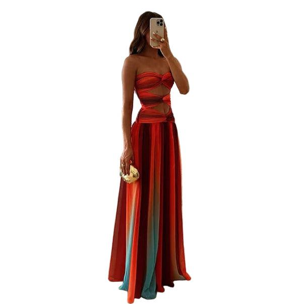 Strapless Maxi Dress with Fitted Upper and Flowing Skirt1