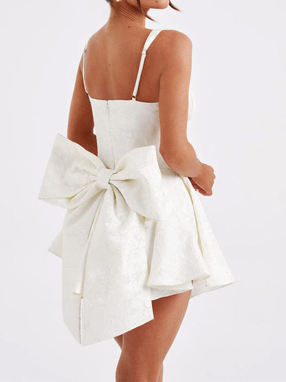 Corset-Style Mini Dress with Flared Skirt and Back Bow