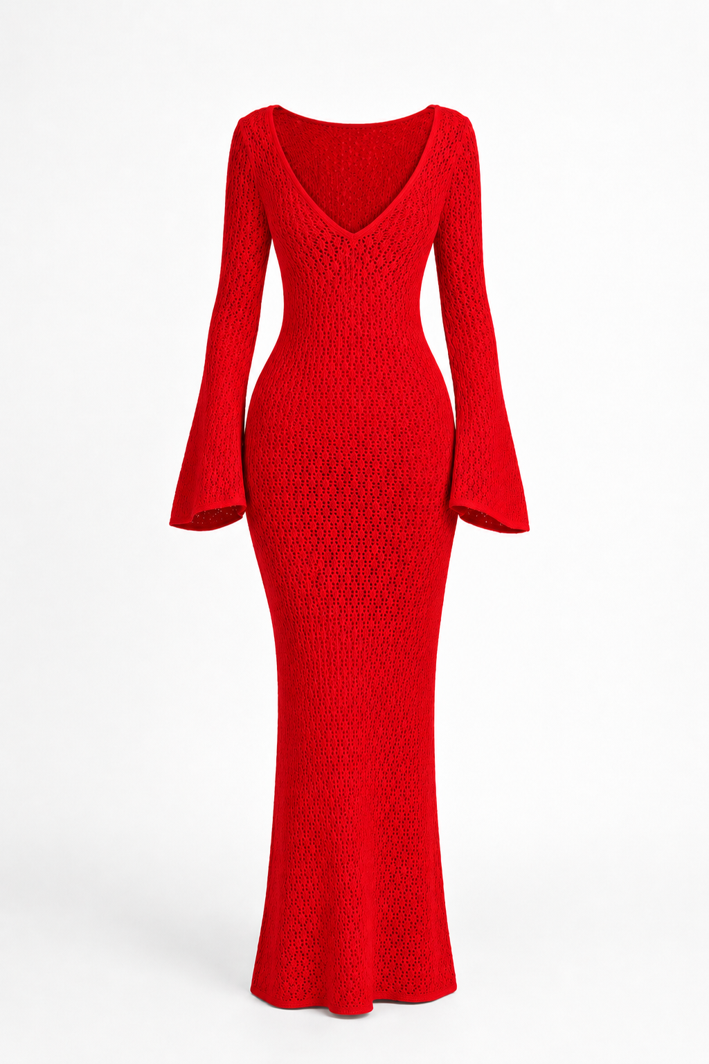 Backless Long Sleeve Maxi Dress